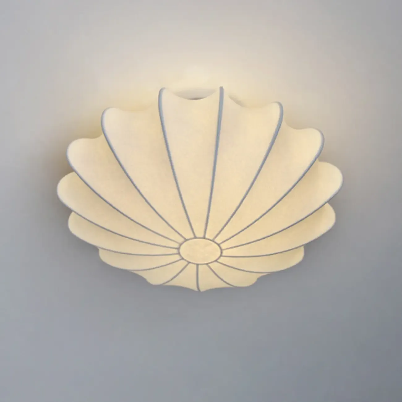 Modern Semi Flush Ceiling Light with Ivory Silk Shade Image - 3