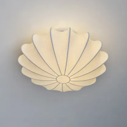 Modern Semi Flush Ceiling Light with Ivory Silk Shade Image - 3