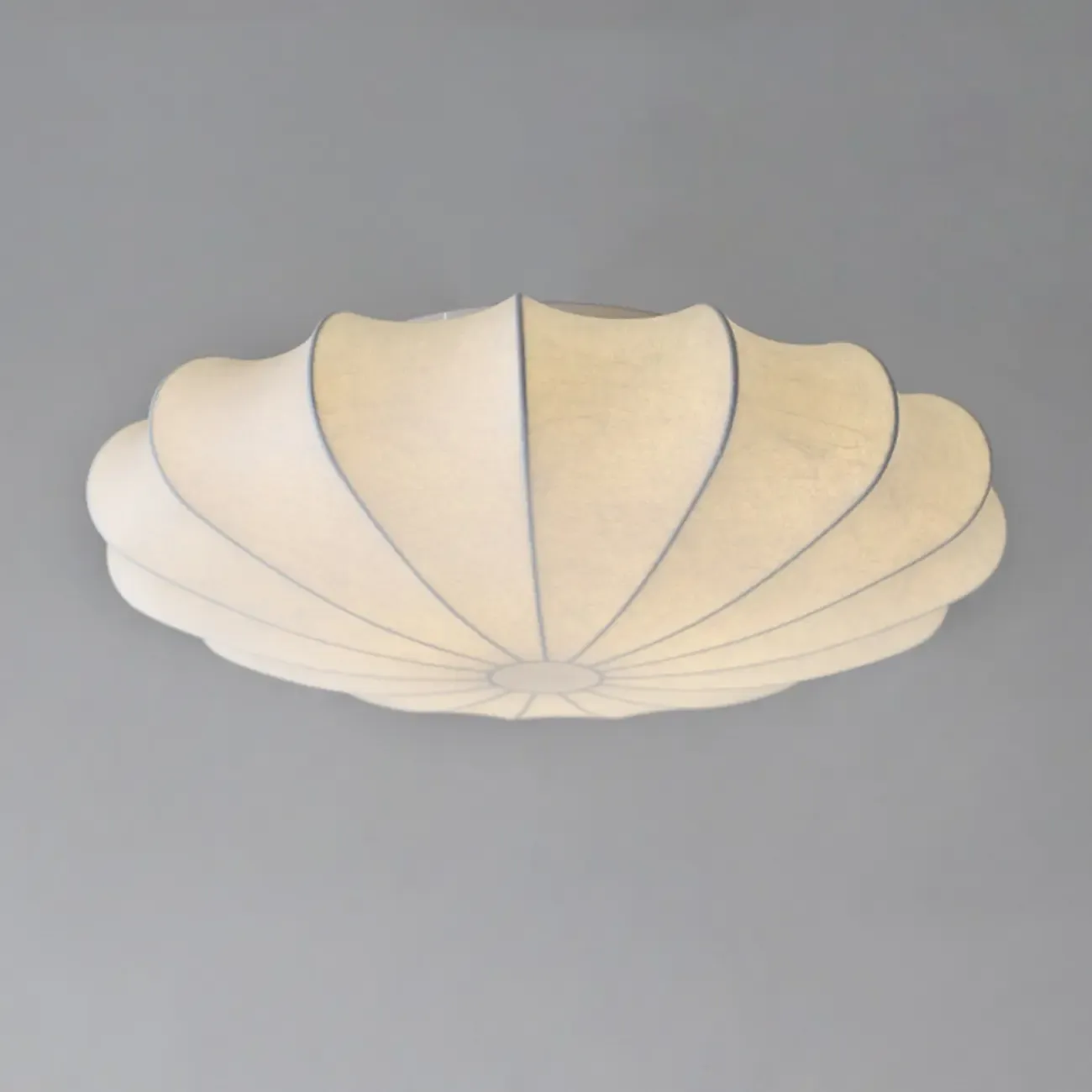 Modern Semi Flush Ceiling Light with Ivory Silk Shade Image - 7