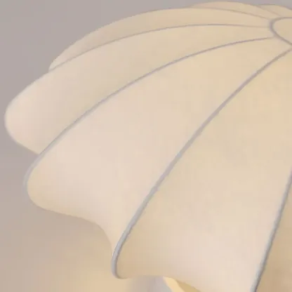 Modern Semi Flush Ceiling Light with Ivory Silk Shade Image - 11