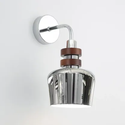 Modern Chrome Brown Wall Sconce with Rocker Switch Image - 2