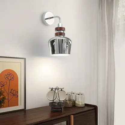 Modern Chrome Brown Wall Sconce with Rocker Switch Image - 4