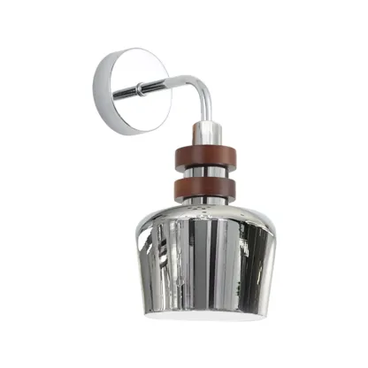 Modern Chrome Brown Wall Sconce with Rocker Switch Image - 6