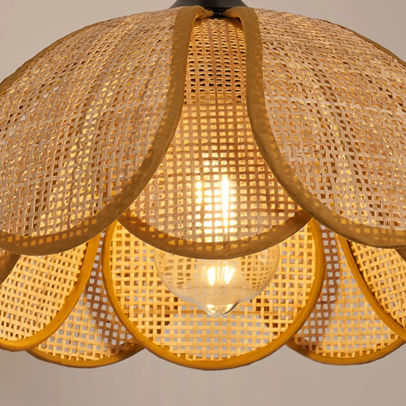 Modern Geometric Black Metal Wall Light with Rattan Shade Image - 11 | homeyfad