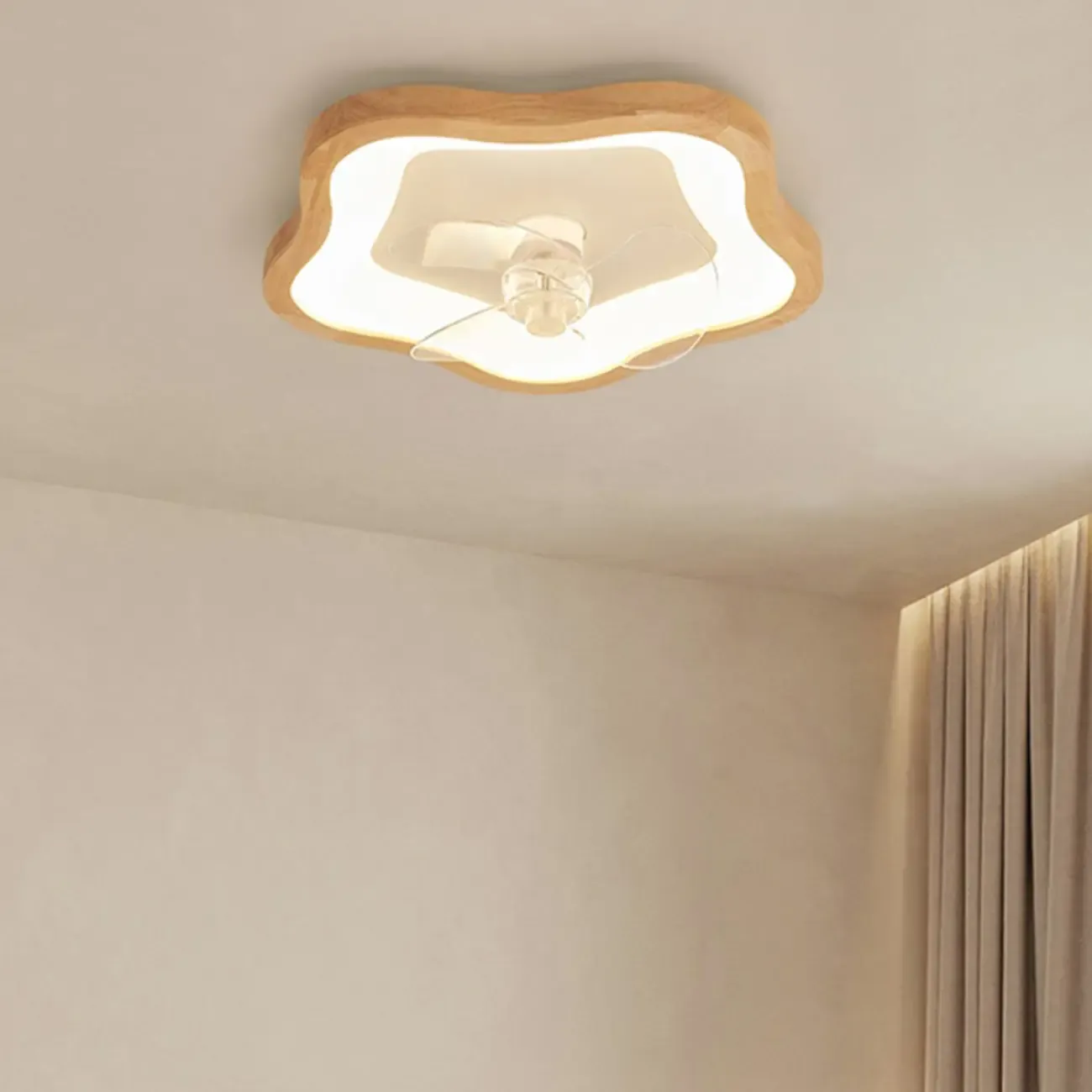 Modern Wood Color Ceiling Fan with Light Image - 3