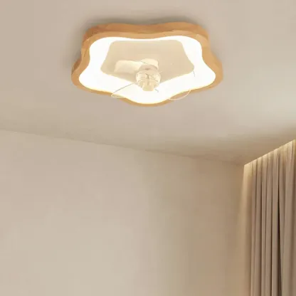 Modern Wood Color Ceiling Fan with Light Image - 3
