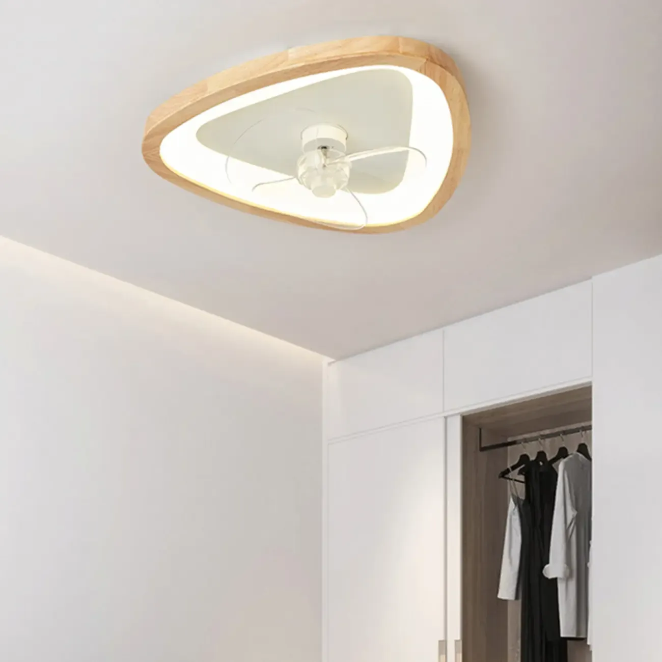Modern Wood Color Ceiling Fan with Light Image - 4