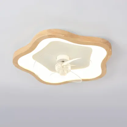 Modern Wood Color Ceiling Fan with Light Image - 8