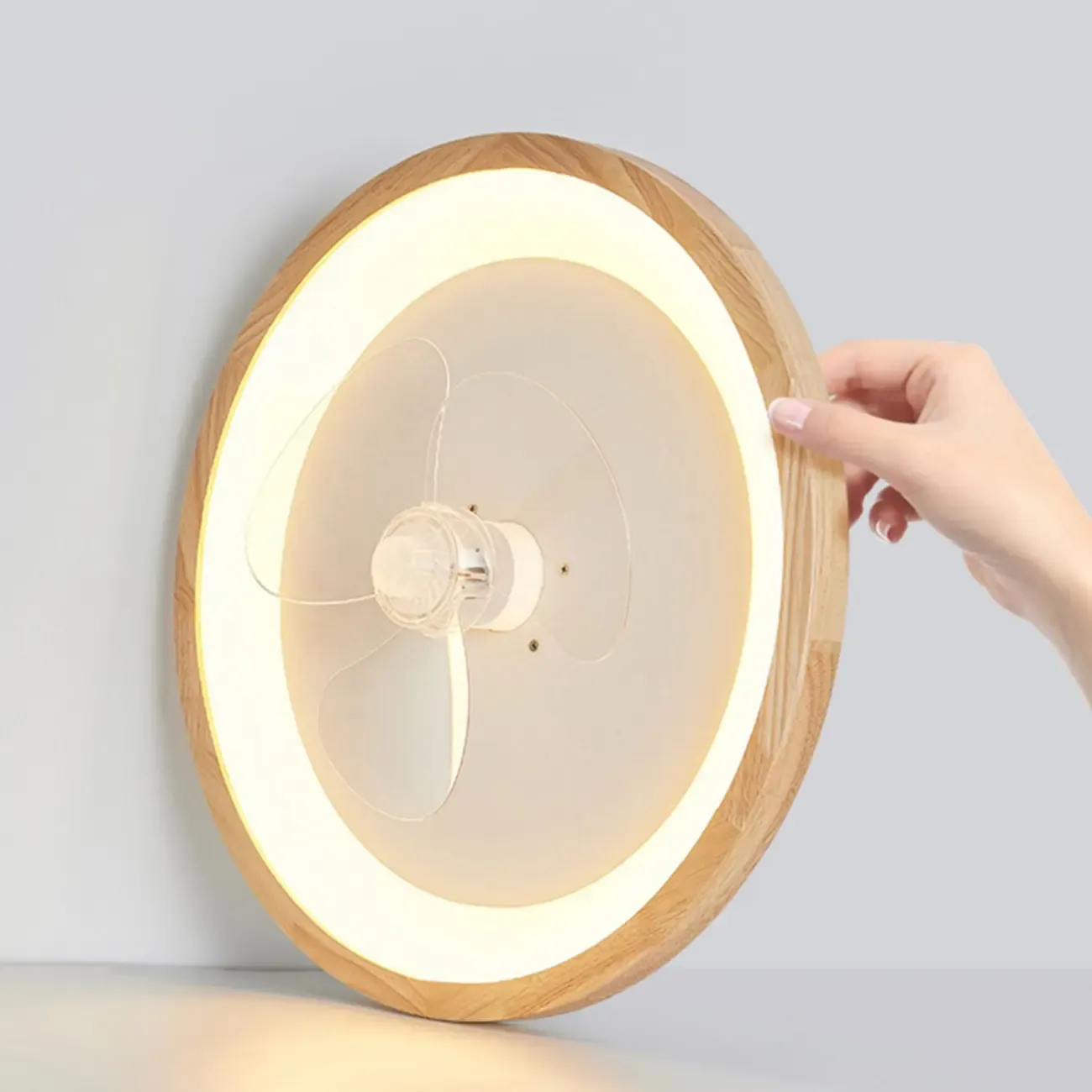 Modern Wood Color Ceiling Fan with Light Image - 11