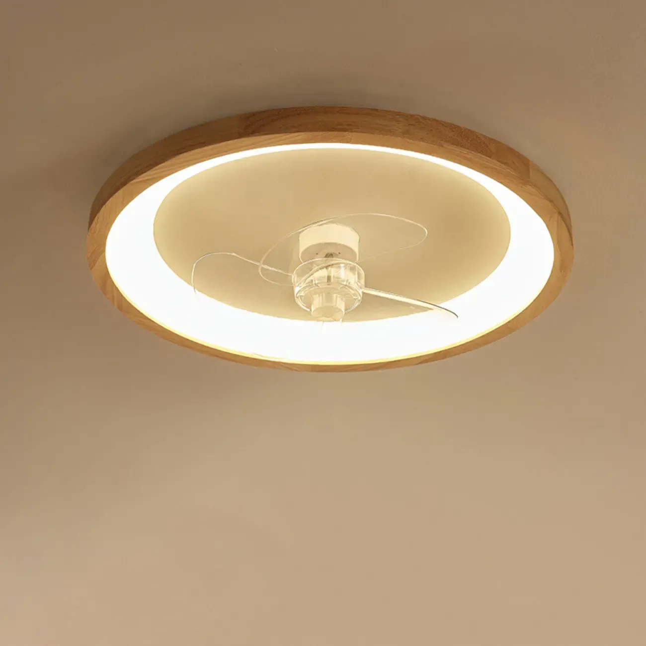 Modern Wood Color Ceiling Fan with Light Image - 12