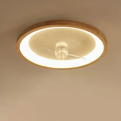 Modern Wood Color Ceiling Fan with Light Image - 12