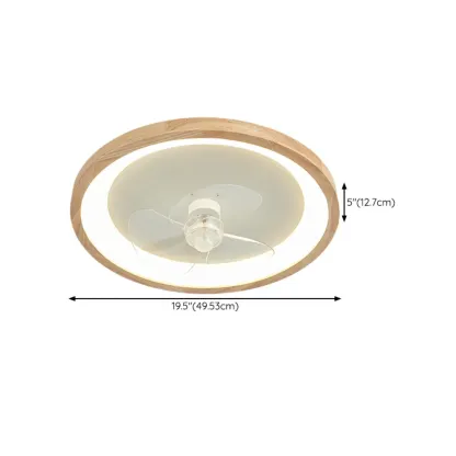 Modern Wood Color Ceiling Fan with Light #size