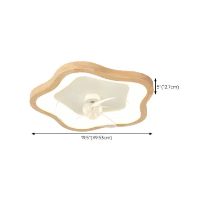 Modern Wood Color Ceiling Fan with Light Image - 15