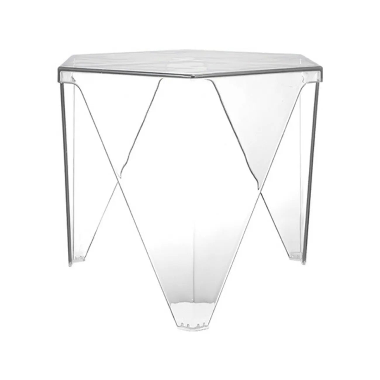 Contemporary Hexagon Acrylic End Table for Living Room Image - 6 | homeyfad