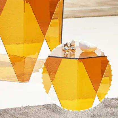 Contemporary Hexagon Acrylic End Table for Living Room Image - 10