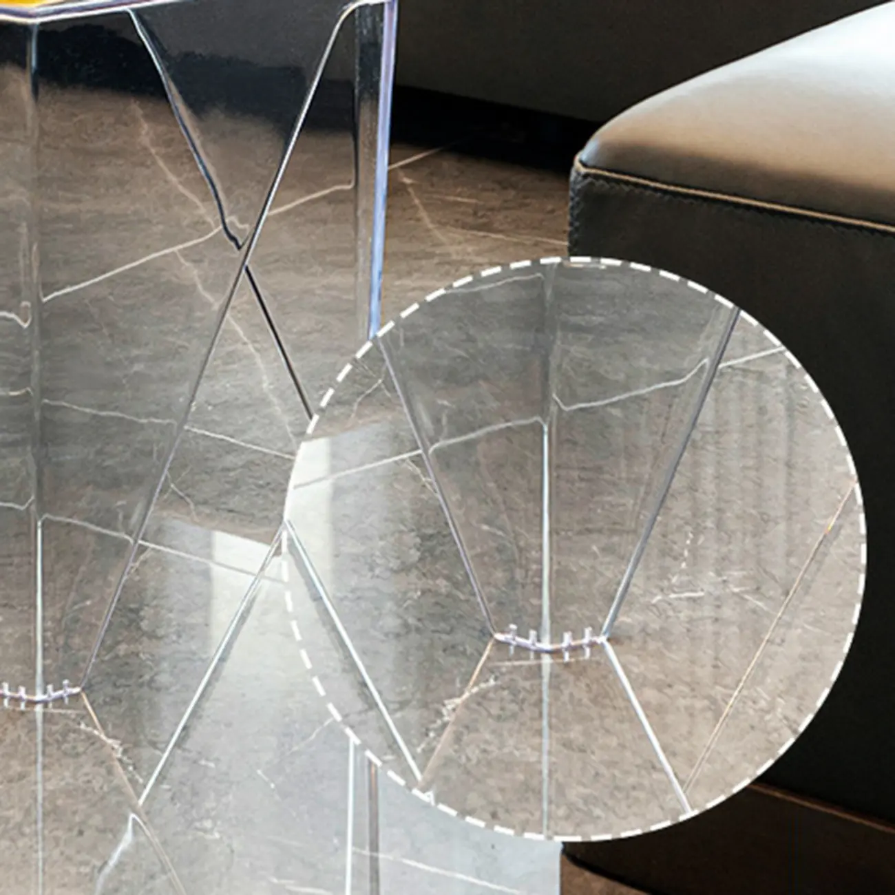 Contemporary Hexagon Acrylic End Table for Living Room Image - 11 | homeyfad