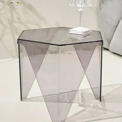 Contemporary Hexagon Acrylic End Table for Living Room Image - 13