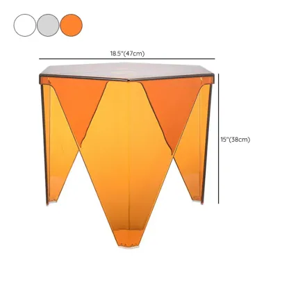 Contemporary Hexagon Acrylic End Table for Living Room #size