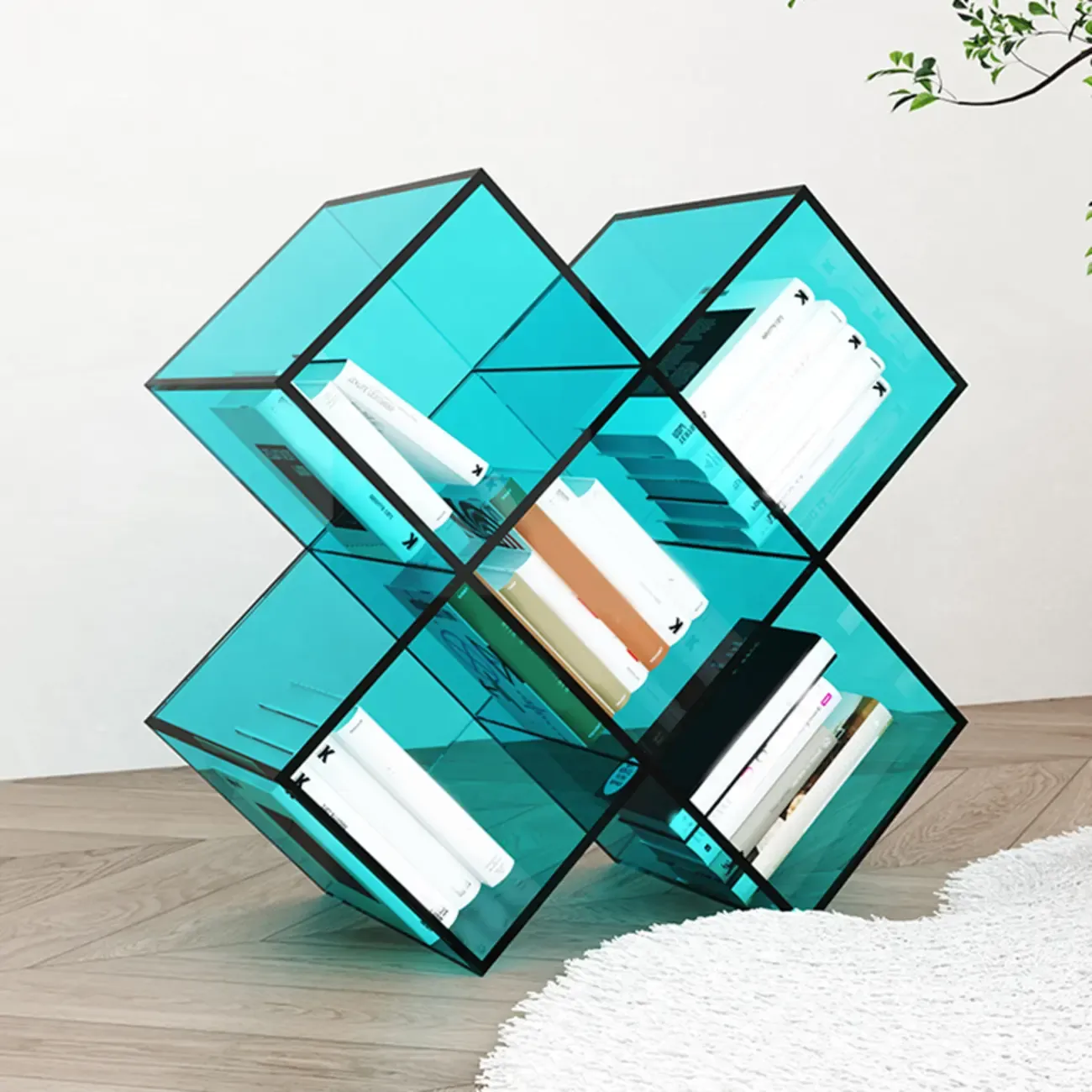 Elegant Acrylic Free Form Side Table with Storage for Living Room Image - 1