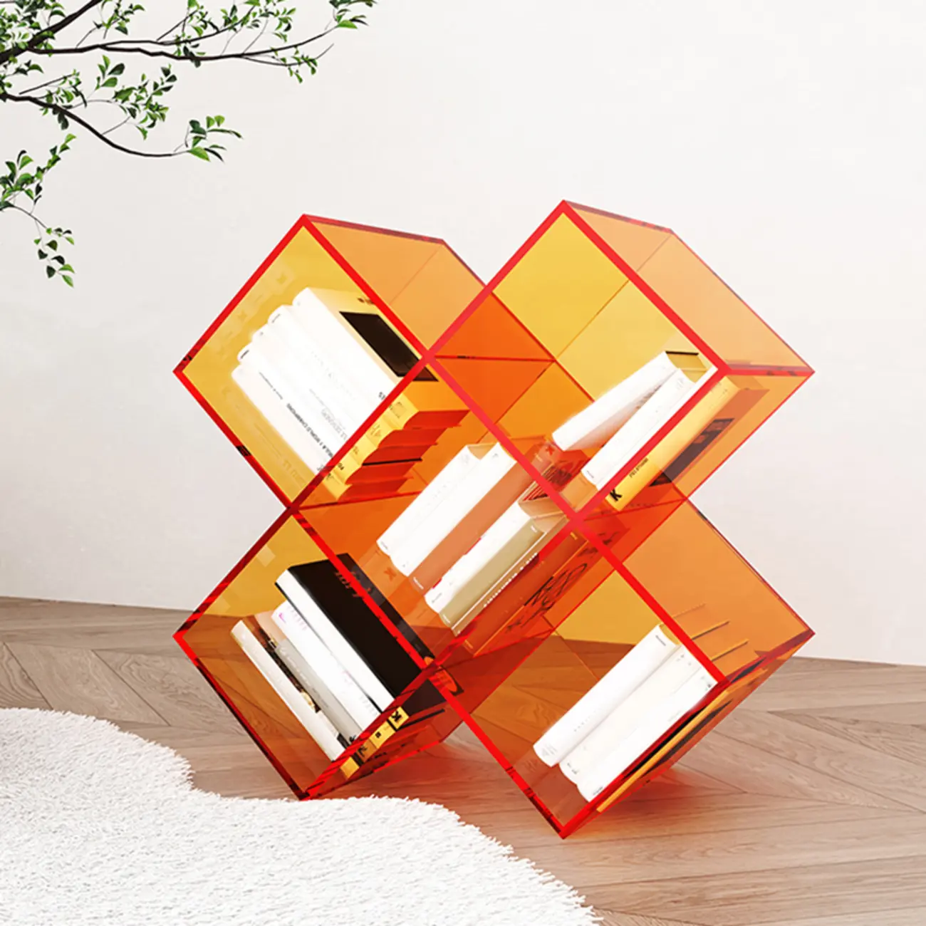 Elegant Acrylic Free Form Side Table with Storage for Living Room Image - 4 | homeyfad