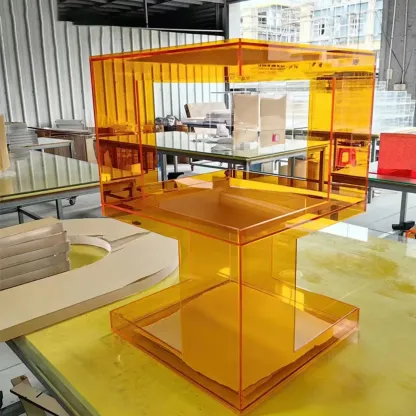 Glam Acrylic Square End Table with Open Storage for Living Room Image - 2