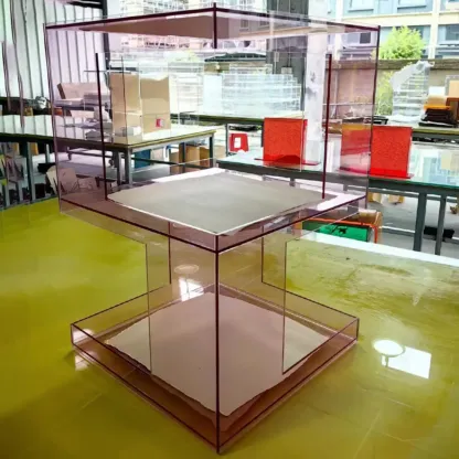 Glam Acrylic Square End Table with Open Storage for Living Room Image - 3