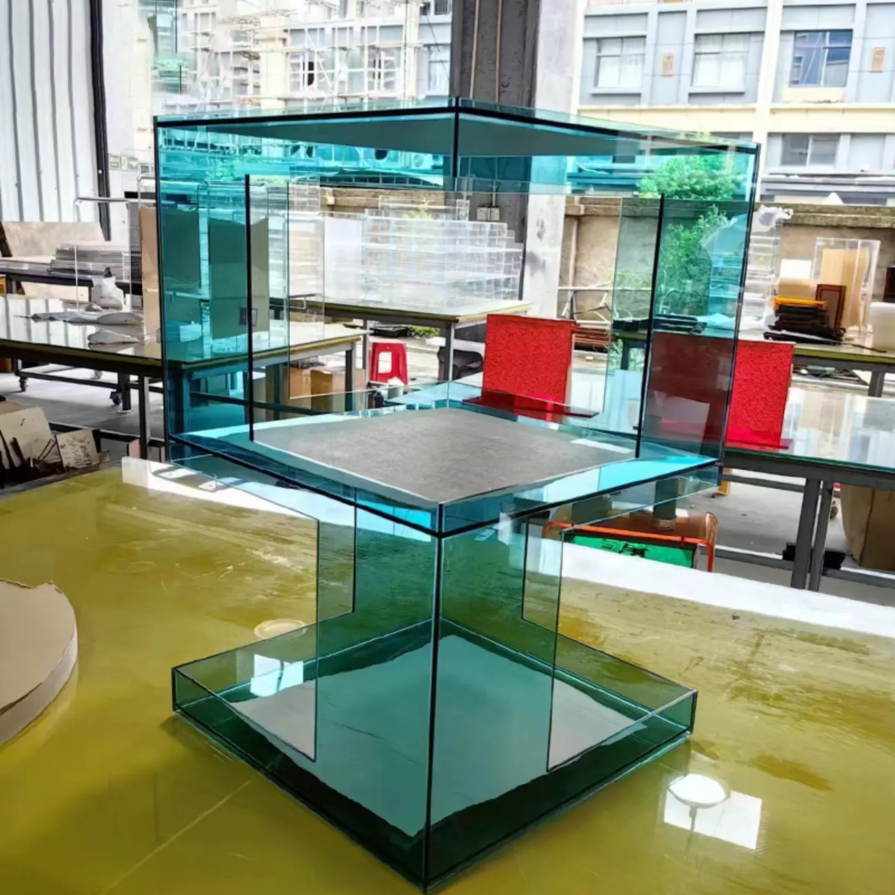 Glam Acrylic Square End Table with Open Storage for Living Room Image - 9 | homeyfad