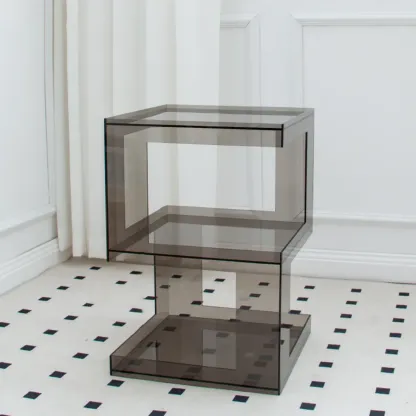 Glam Acrylic Square End Table with Open Storage for Living Room Image - 11