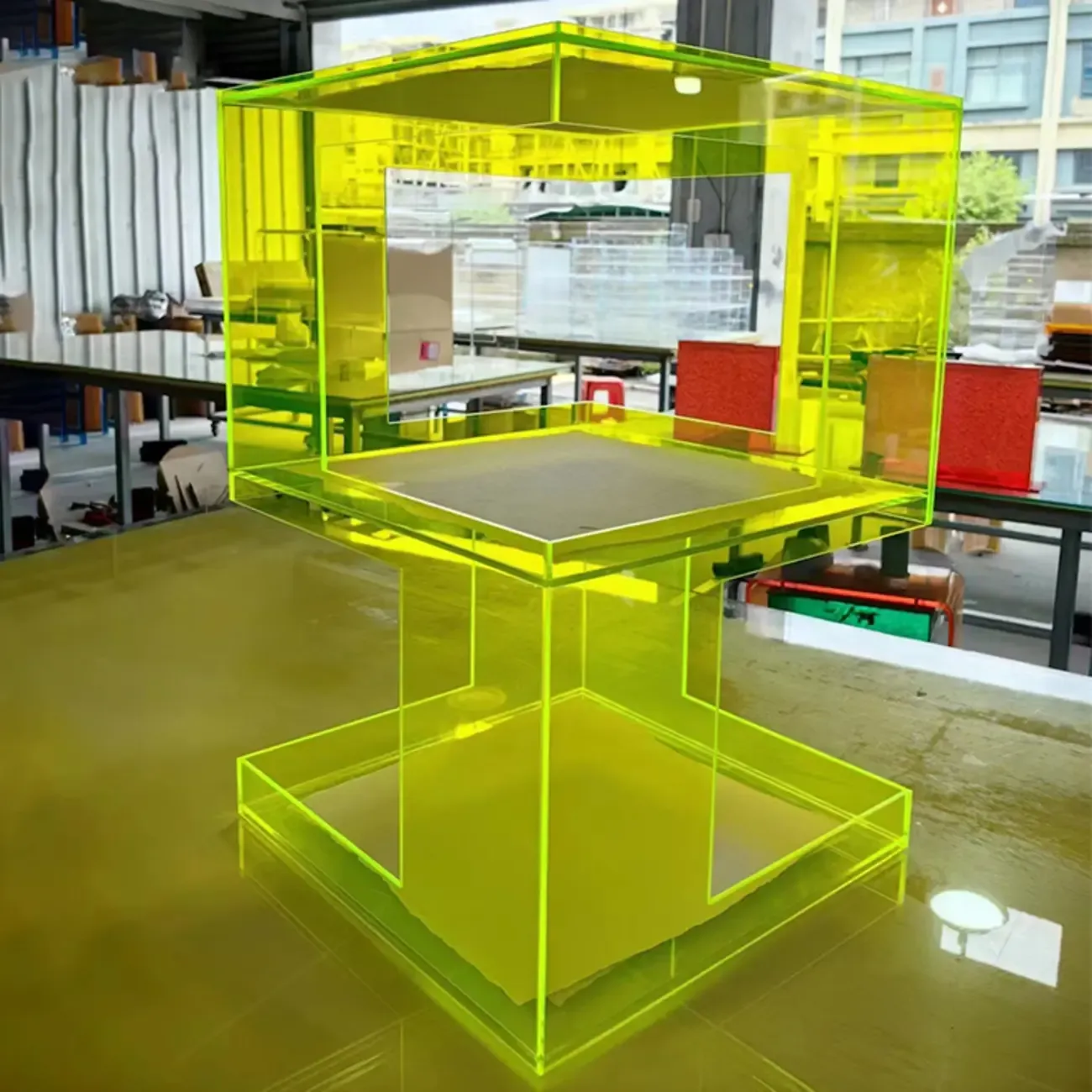 Glam Acrylic Square End Table with Open Storage for Living Room Image - 15