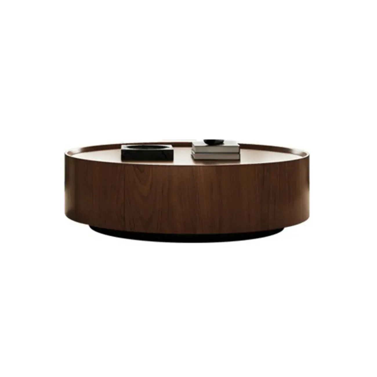 Modern Two-Part Glass Wood Round Coffee Table Image - 9