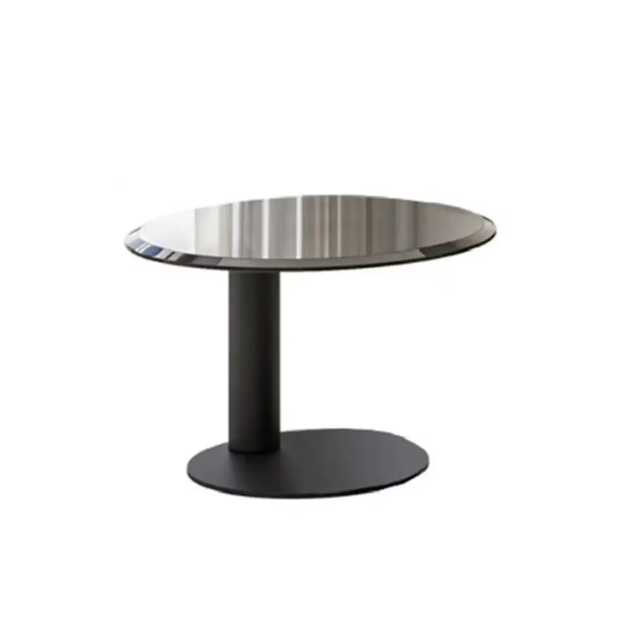Modern Two-Part Glass Wood Round Coffee Table Image - 10