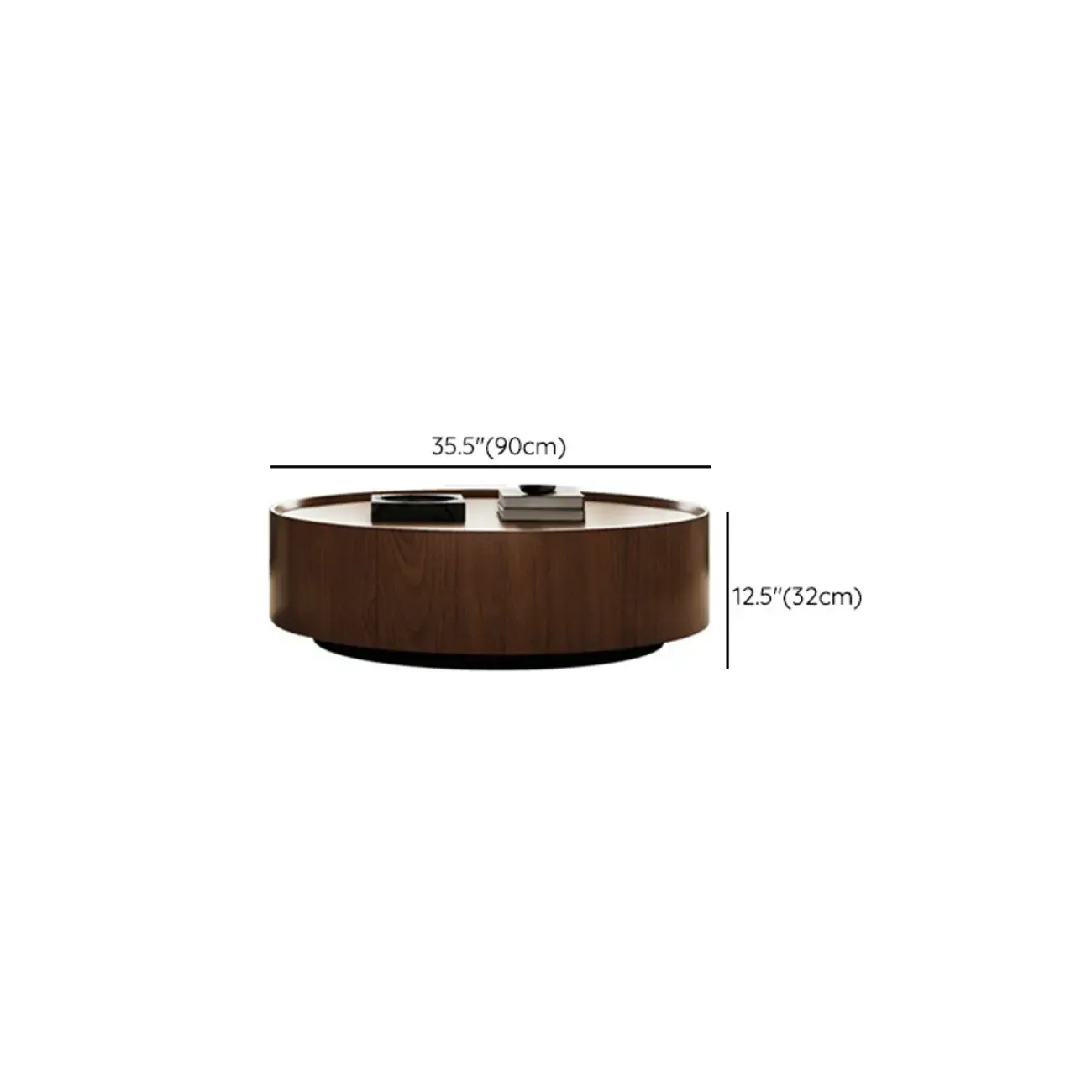 Modern Two-Part Glass Wood Round Coffee Table #size