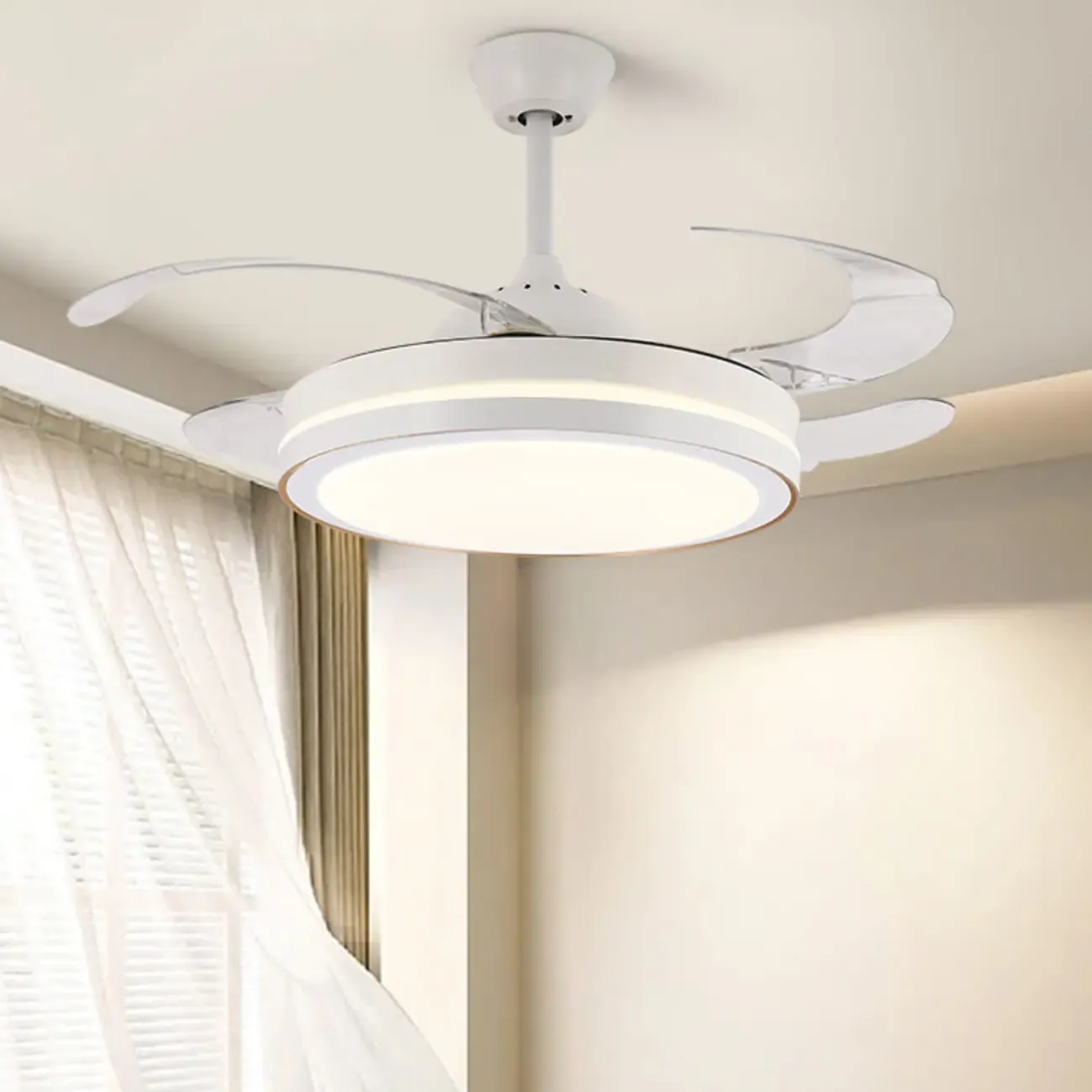 Modern LED Ceiling Fan with Clear Plastic Blades Image - 2