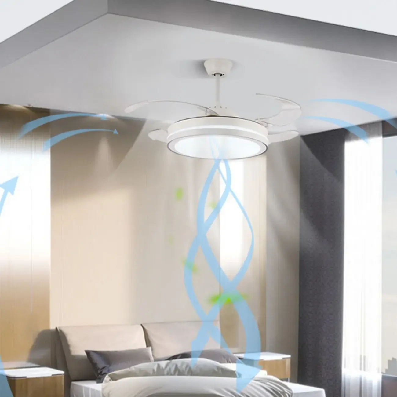 Modern LED Ceiling Fan with Clear Plastic Blades Image - 3