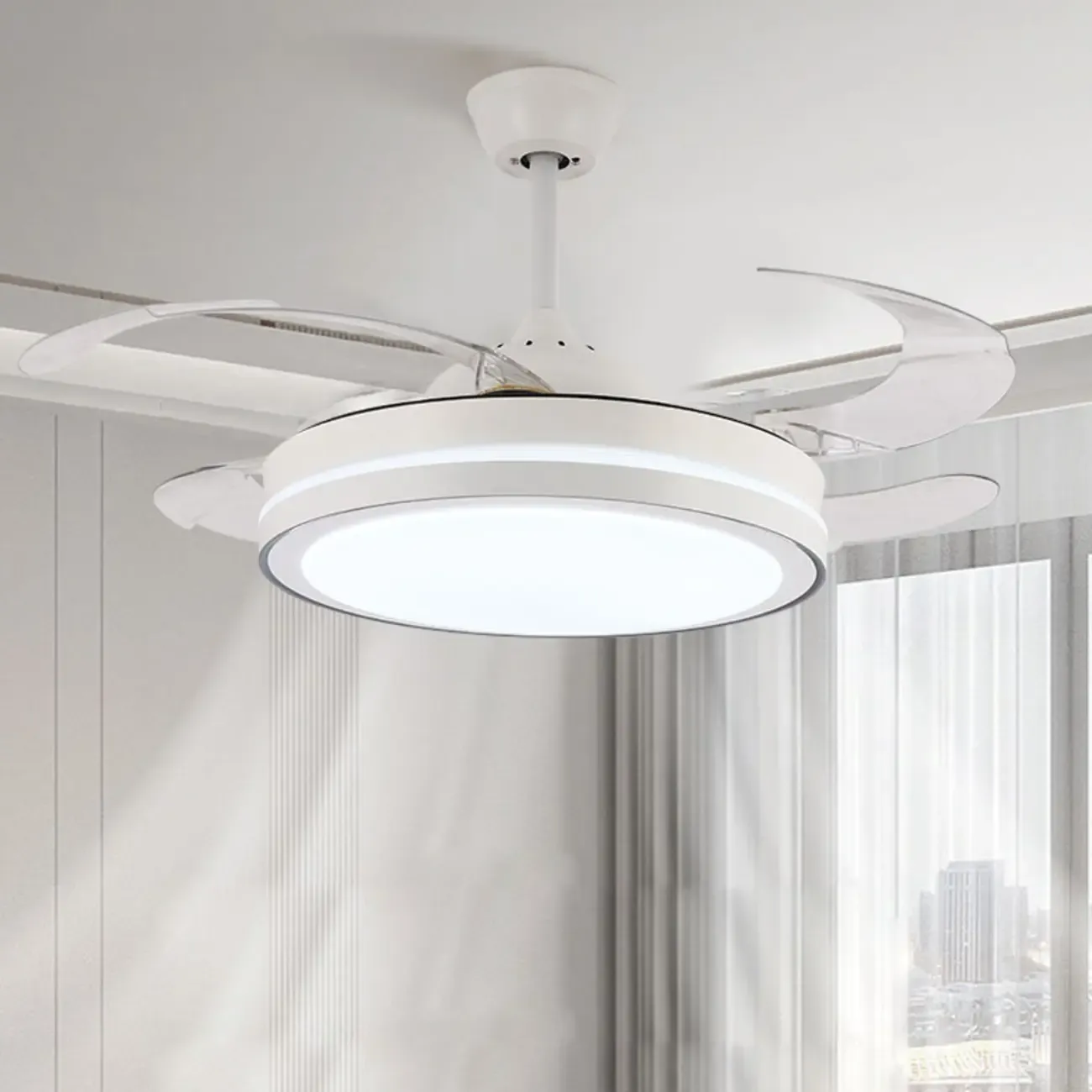 Modern LED Ceiling Fan with Clear Plastic Blades Image - 4