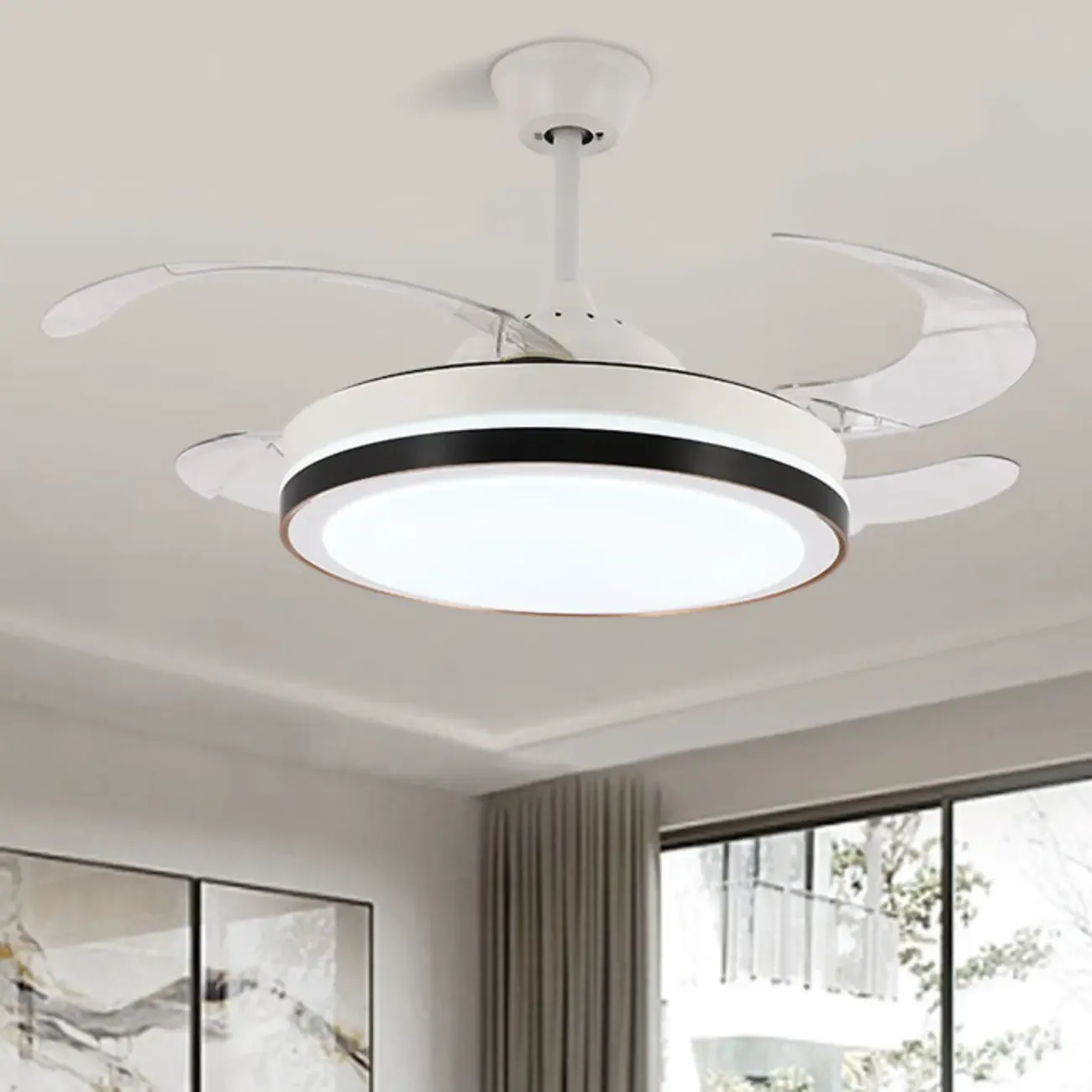 Modern LED Ceiling Fan with Clear Plastic Blades Image - 1