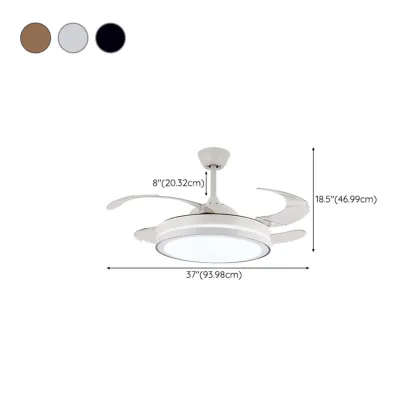 Modern LED Ceiling Fan with Clear Plastic Blades #size
