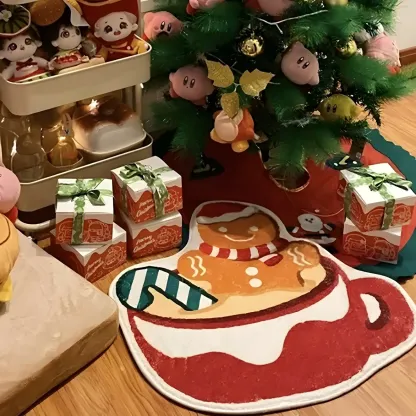 Christmas Cartoon Teacup-Shaped Area Rug Image - 1