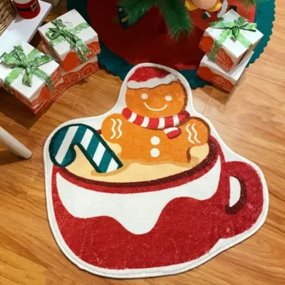 Christmas Cartoon Teacup-Shaped Area Rug Image - 2