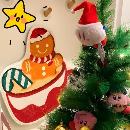 Christmas Cartoon Teacup-Shaped Area Rug Image - 4