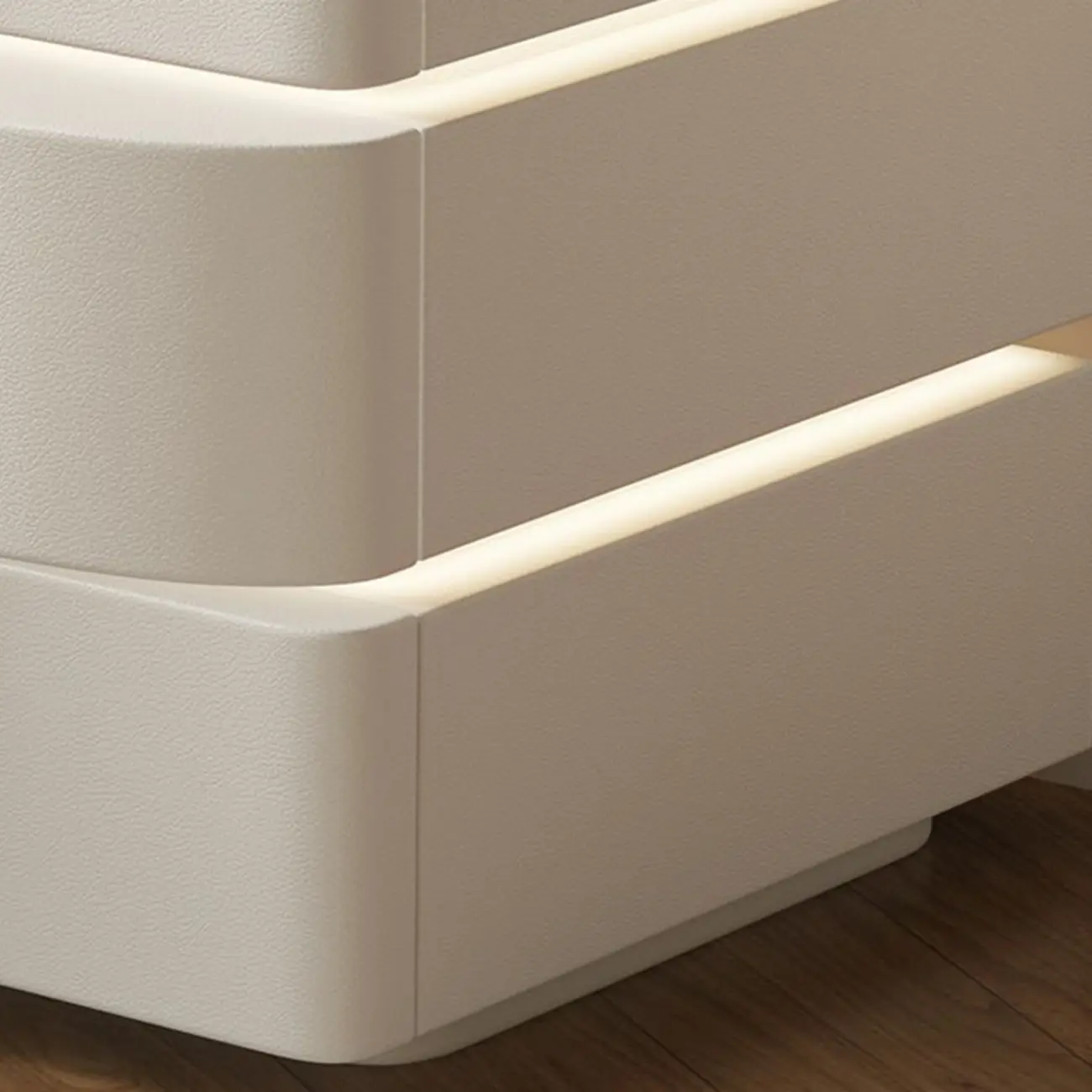 Modern White Waved Wood 3-Drawer Nightstand Image - 10 | homeyfad