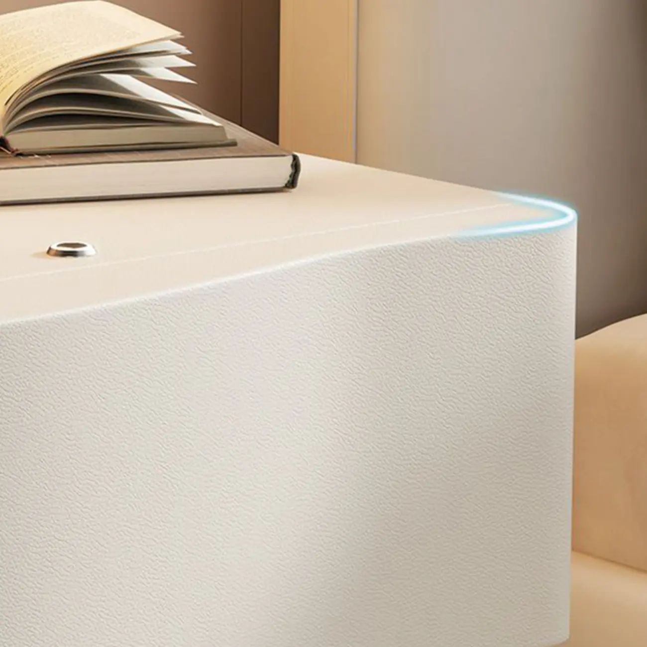 Modern White Waved Wood 3-Drawer Nightstand Image - 11 | homeyfad