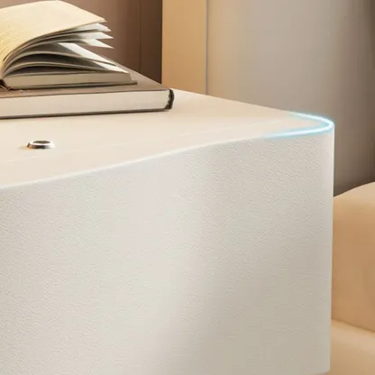 Modern White Waved Wood 3-Drawer Nightstand Image - 11