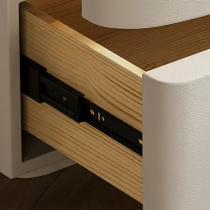 Modern White Waved Wood 3-Drawer Nightstand Image - 13