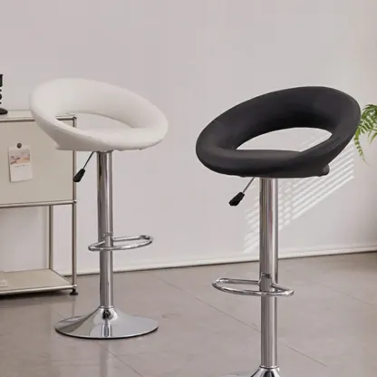 Glam Leather Swivel Adjustable Bar Stools with Cushions for Home Image - 5