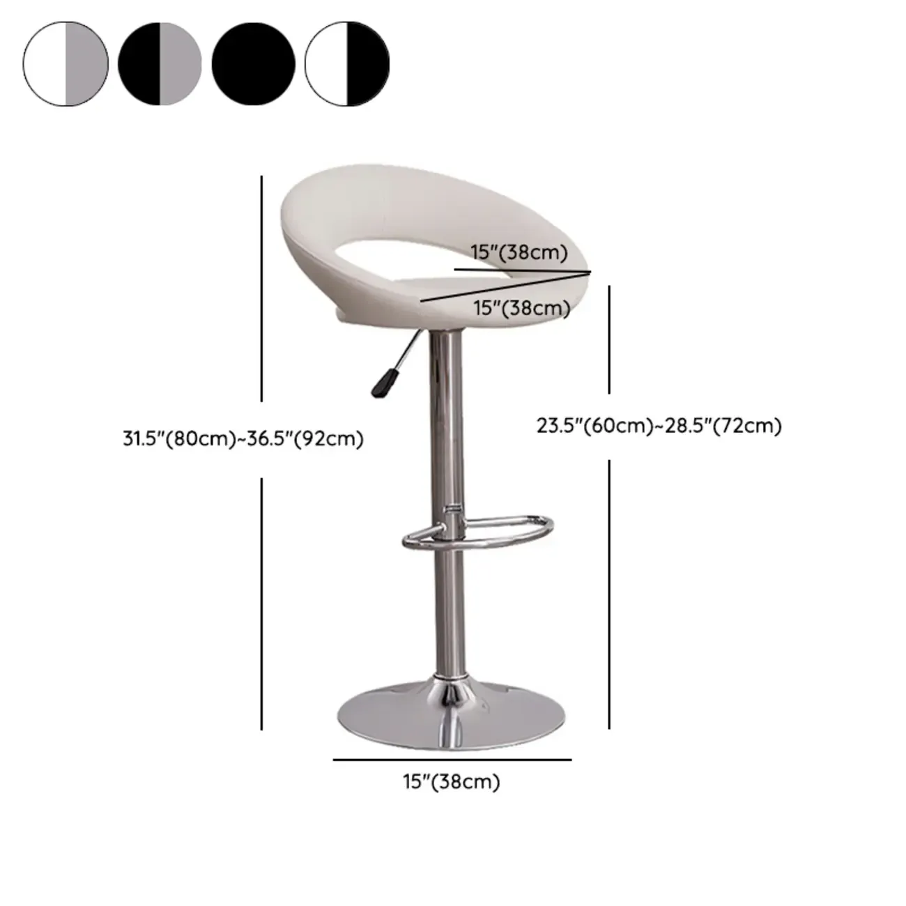 Glam Leather Swivel Adjustable Bar Stools with Cushions for Home #size
