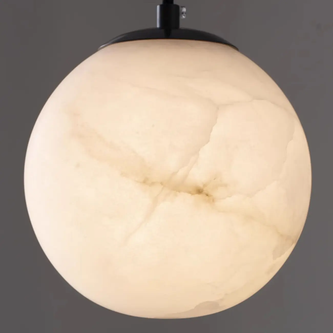 Modern Stone Globe Pendant Light Black Metal Hanging Image - 9 | homeyfad