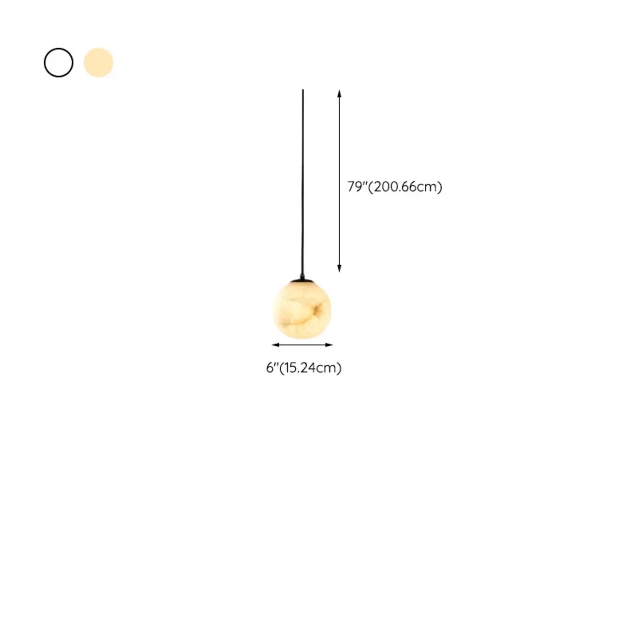 Modern Stone Globe Pendant Light Black Metal Hanging Image - 13 | homeyfad