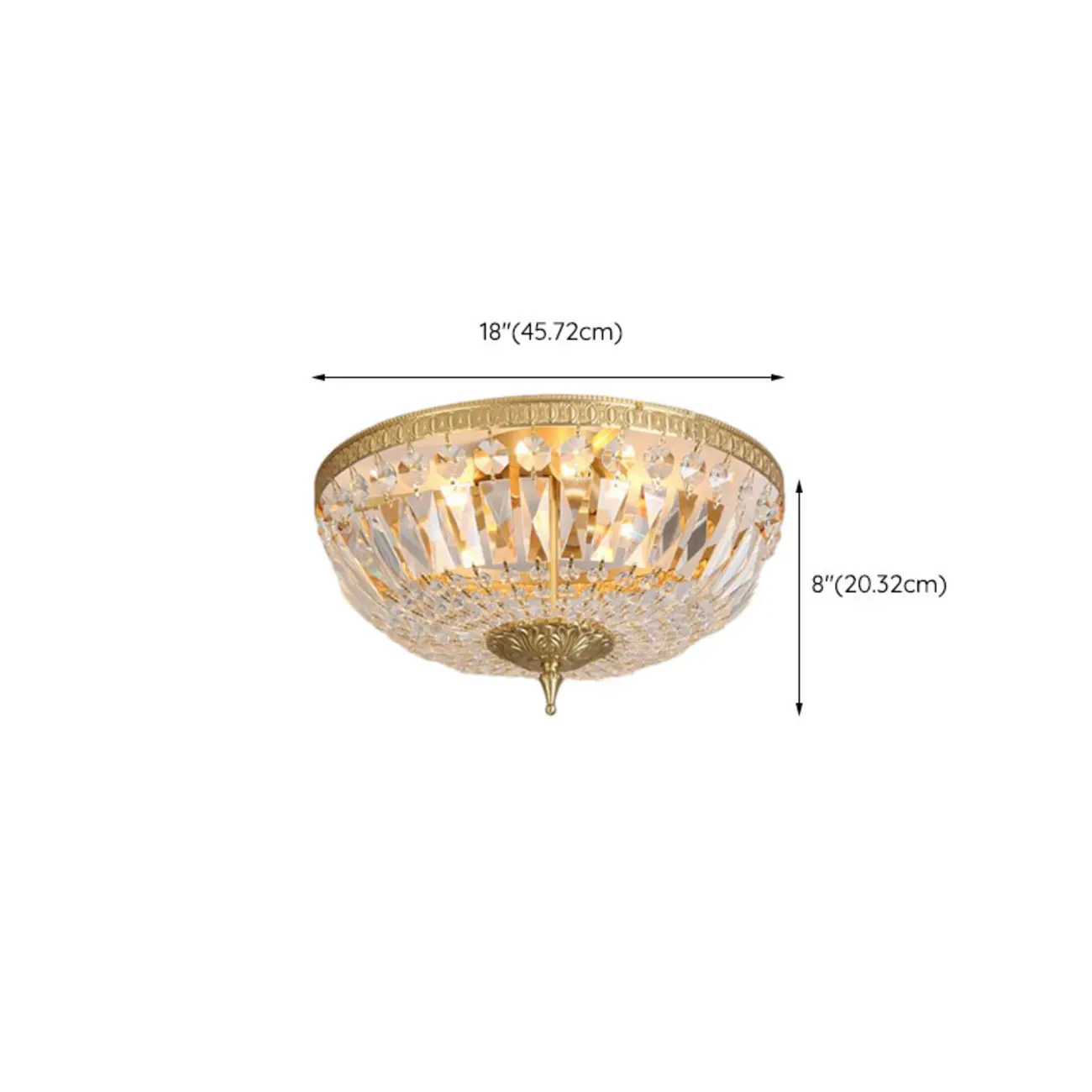European Classical Crystal Brass Drum Flush Ceiling Light Image - 14 | homeyfad