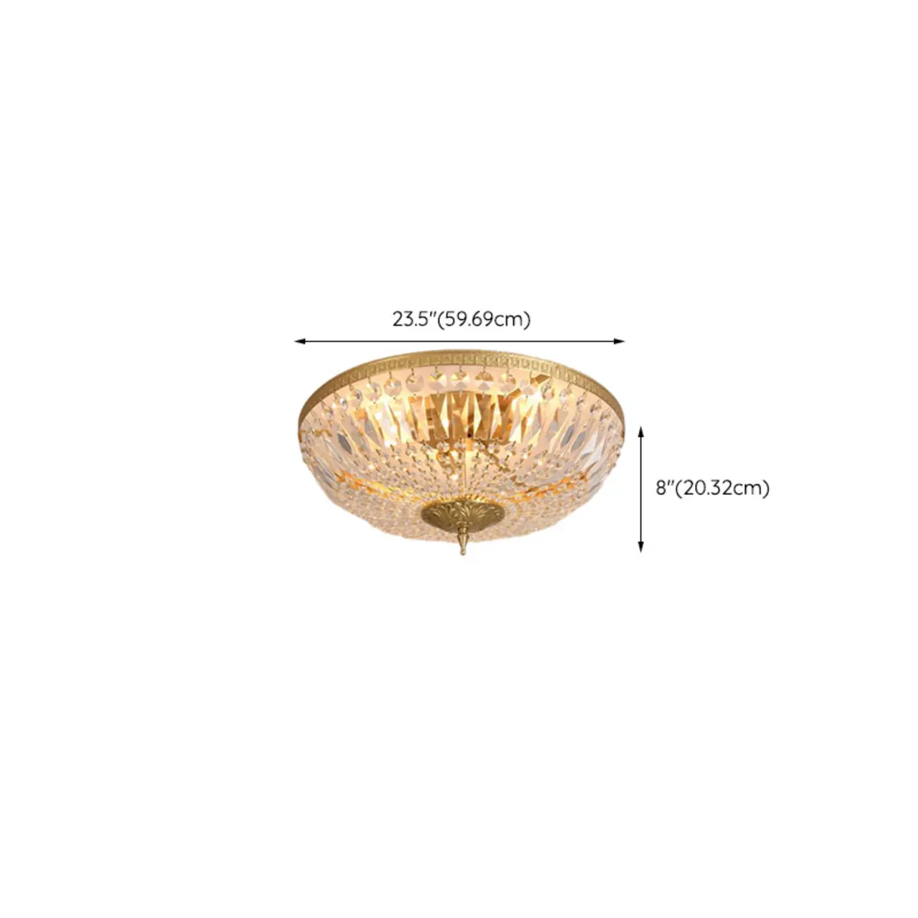 European Classical Crystal Brass Drum Flush Ceiling Light Image - 15 | homeyfad